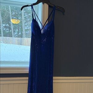 B Darlin Blue Sequin Prom Dress